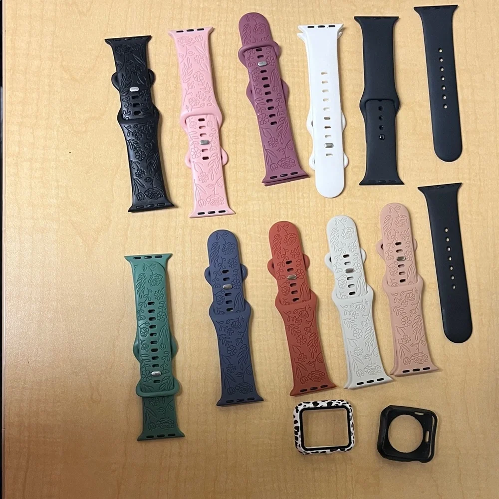 Silicone Floral Pattern Watch Band Collection - Multiple Colors 38 MM